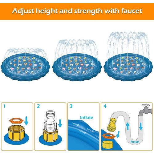 Jasonwell Splash Pad Sprinkler for Kids 60 Splash Play Mat Outdoor Water Toys Inflatable Splash Pad Baby Toddler Pool Boys Girls Children Outside Backyard Dog Sprinkler Pool for Age 1 2 3 4 5 6 7 8 9