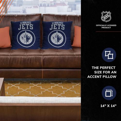 NORTHWEST NHL Decorative Pillows- Enhance Your Space with Woven Throw Pillows - 14 x 14 - Playing Field at Your Home (Winnipeg Jets - Navy)