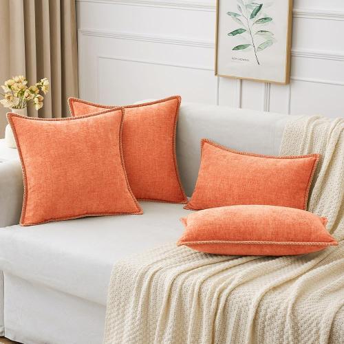 MIULEE Pack of 2 Couch Throw Pillow Covers 18x18 Inch Coral Red