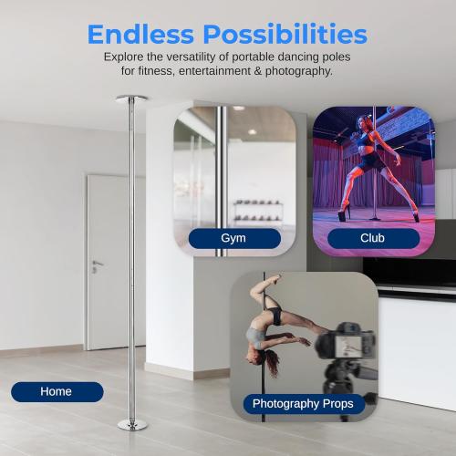 SereneLife Professional Spinning Dance Pole, 45mm Portable Exercise Pole for Fitness – Durable Steel Build, Anti-Rust Finish, Suitable for Home, Club, Gym, Party, Pub