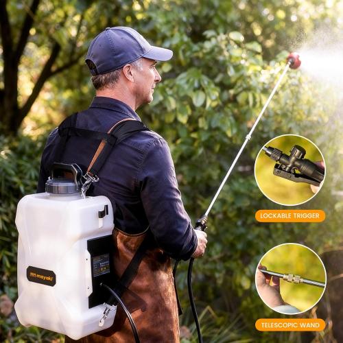 3Gallon Lawn Garden Sprayer Compatible with Dewalt 20V Battery, Backpack Pump Sprayer w/ 2.0Ah Battery, Translucent Water Tank, Adjustable Pressure, for Spraying Plants, Watering, Weeds, Cleaning