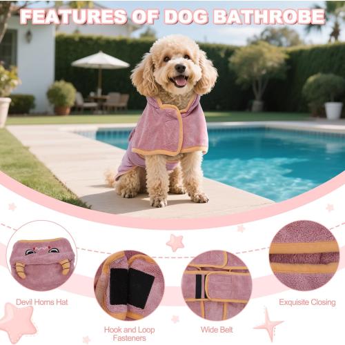 Size XS DENTRUN Dog Robes for After Bath - Super Absorbent & Fast Drying Coat with Hood, Puppy Bathrobe Beach Essentials, Bath Towels for Drying Dogs Small, Bath/Beach/Swimming Quick Dry Towel Robe