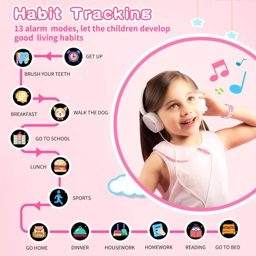 Kids Smart Watch Gift for Girls Age 5-12, 39 Games HD Touch Screen Watches with Video Camera Music Player Pedometer Flashlight 12/24 hr Educational Toys Birthday Gifts for Girls Ages 7 8 9 10