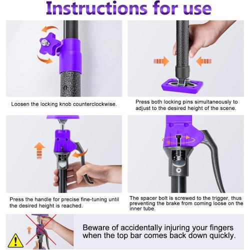 Cabinet Jacks for Installing Cabinets, Adjustable Support Pole, Jack Rod Third Hand Tool from 23.6 - 45.3 inches, Capacity for Cabinet Jack, Drywall Jack& Zip Poles, 2-Pack