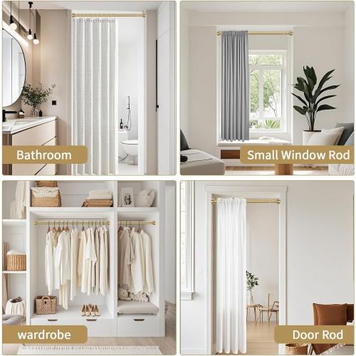 YNL Tension Shower Curtain Rod 34-66 Inch, Adjustable Spring Tension Curtain Rod No Drilling, Non-Slip, Never Rust, Stainless Steel, for Small Window Laundry Door Entryway, Gold