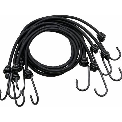 10 Pcs 6 inch Mini Bungee Cords with Hooks, Short Black, 4mm Thickness Weather Resistant Tie Down Strap, Use for Camping, Tents, Holding Wire and Hoses