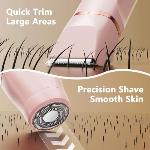 Hair Removal Epilators Bikini Trimmer for Women, Painless Waterproof Electric Foil Shaver Razors for Facial Leg Body Armpit,Cordless Ceramic Blade with USB Charging Dock,Travel Size,Pink