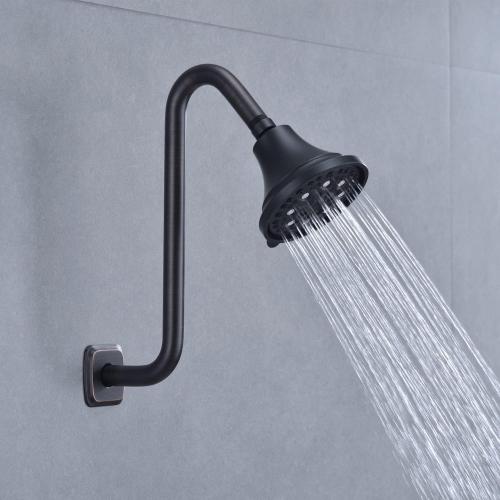 Angled Shower Arm with Flange S Shaped Rainfall Shower Head Riser Pipe, 12 Inch Stainless Steel Gooseneck Extender Arm with 9 Inch High Rise, Wall Mounted,Oil Rubbed Bronze