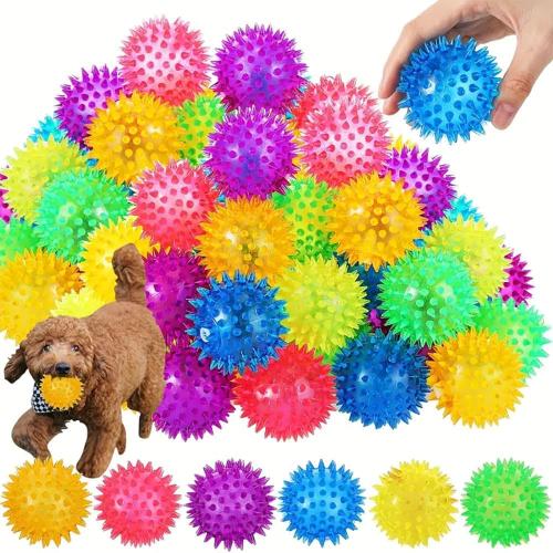 Spiky Dog Balls, 2 Inch Squeaky Toys for Small Dogs, 6 Pack Puppy Teething Chew Toys, BPA-Free, Multi-Color