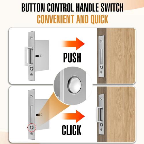 Pocket Door Locks,Pocket Door Privacy Lock,Pocket Door Handles with Lock,Pocket Door Hardware with Edge pulls for Sliding,Folding Doors(Silver,Privacy Type)