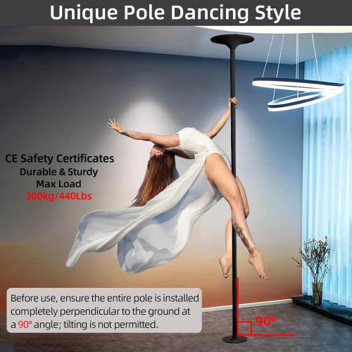 PRIOR FITNESS Premium Dance Pole Removable 45mm Spinning & Static Dancing Pole Heavy-Duty Steel Pole Dancing Pole, Adjustable Height Professional Grade Excellent for Home Exercise Club Gym