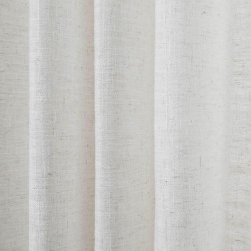Pinch Pleated Drapes with Blue Embroidered Trim Faux Linen Pinch Pleat Lined Curtains for Sliding Glass Door, 50W x 108L, Beige White V2, 2 Panels