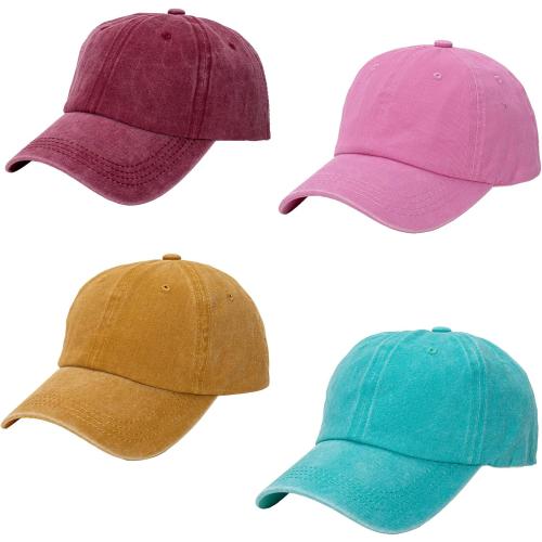 4 Pack Kid's Distressed Baseball Cap Washed Cotton Hat for Boys Girls