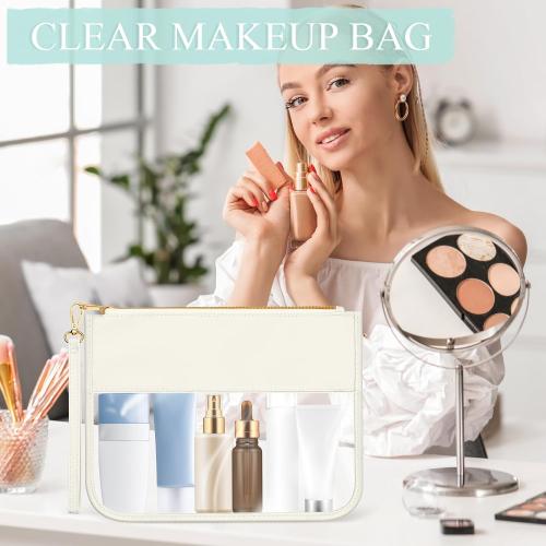 Sweetude 10 Pcs Nylon Makeup Bag Chenille Letter Clear Zipper Pouch Waterproof Toiletry Cosmetic Bag Transparent Pouches for Women Girls(Bright)