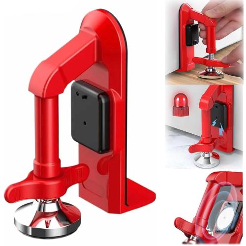 Portable Alarm Door Stopper, Portable Lock for Travel Anti Theft Blocker Stoppers Security Jammer Stopper No Drill Safety Door Stopper Security for Women, Children (Red)