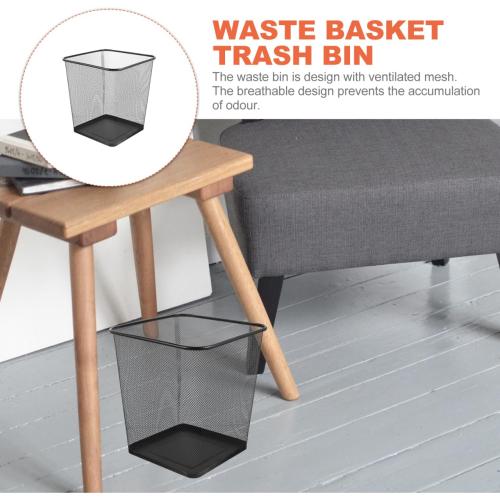 GANAZONO Black Mesh Square Trash Cans, Waste Basket with Open-Top for Office, Home, Kitchen