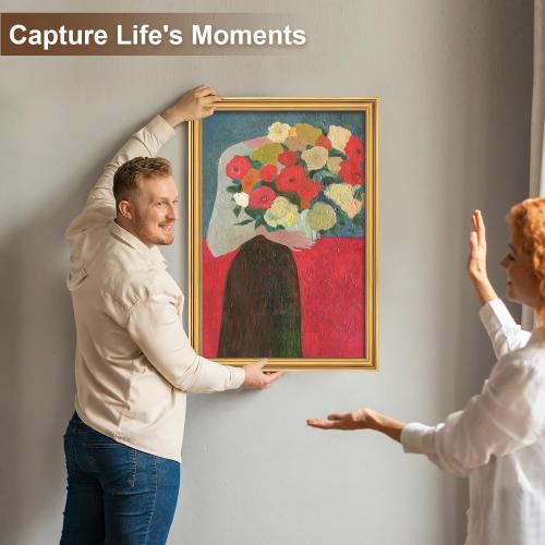 16x24 Frame, Transitional Modern Design Picture Frames, 16 by 24 Rustic Poster Frame for Home Decor, Gold Vintage Photo Frames, Horizontal or Vertical Display, Choose Size & Color