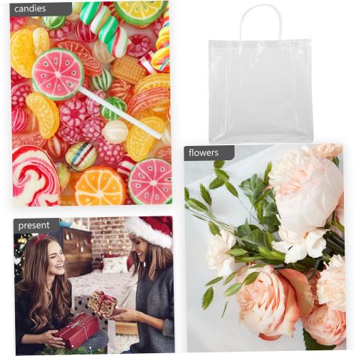 WATIIFUFU 10pcs Pvc Handheld Tote Bags for Weddings Parties and Grocery Shopping Portable Bags Ample Capacity and Elegant Design