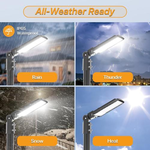 200W Led Parking Lot Lights with Dusk to Dawn Photocell 120V Slip Fitter Pole Mount Lights 5000K Outdoor IP65 Waterproof Commercial Street Area Lighting for Parking Lot, Barn, Church