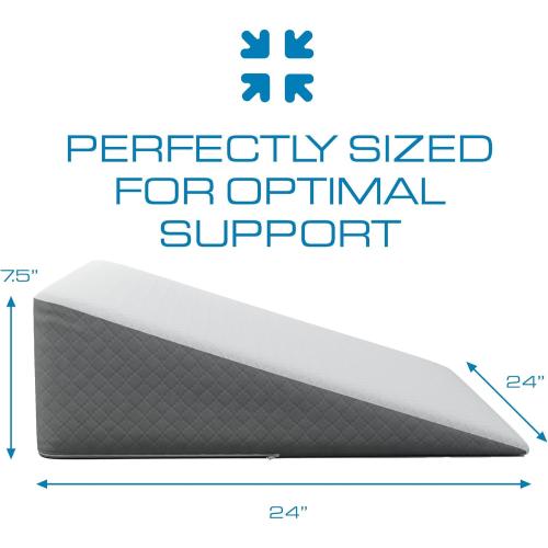 Kölbs Bed Wedge Pillow for Sleep Apnea, Sleeping Comfort, Relaxing, Acid Reflux, Heartburn and Back Pain Relief. Cushion for Sitting Up in Bed. Memory Foam Top, Chic Jacquard Washable Cover.
