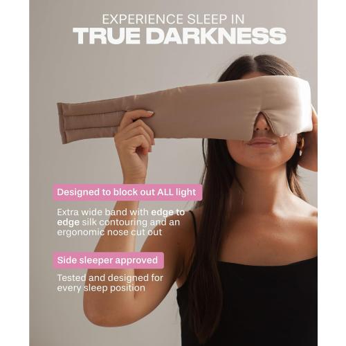 Colorado Home Co Cozy Silk Eye Mask - Blackout, Adjustable for Side Sleepers & Travel, Cloud Eye Covers, Mauve