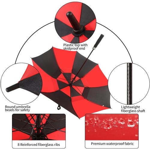 Automatic Open Extra Large Golf Umbrella Windproof Heavy Duty Large Umbrellas for Rain, Oversize Double Canopy Vented Stick Umbrellas for Golf and Outdoor Sports