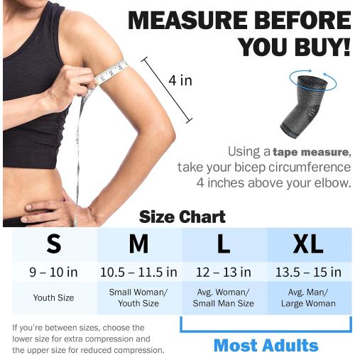 Black Size M POWERLIX Elbow Brace Compression Support - Elbow Sleeve for Tendonitis, Tennis Elbow Brace and Golfers Elbow Treatment, Arthritis, Workouts, Weightlifting – Reduce Elbow Pain (Black, M)