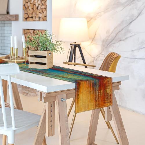 Small Table Runner Vintage Abstract Blue and Orange Table Runner Messy Rust Painting Farmhouse Coffee Table Runners for Kitchen Dining Table Home Decor 36