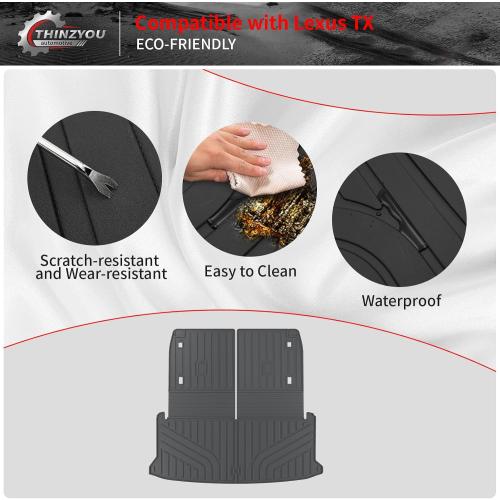 Cargo Mat for 2024-2026 Lexus TX350 TX500h TX550h  6&7 Seats | TPE All Weather Trunk Mat with Backrest Mat, Cargo Mat Cargo Liner Trunk Liner Back Seat Protector TX Accessories
