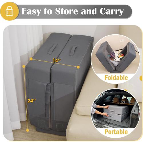 ENITYA Toddler Travel Bed – Portable Foldable Soft Foam Floor Bed for Kids 1–4yr, No Assembly, Washable Cover, Built-in Safety Rails, Compact for Travel & Home Use, Grey