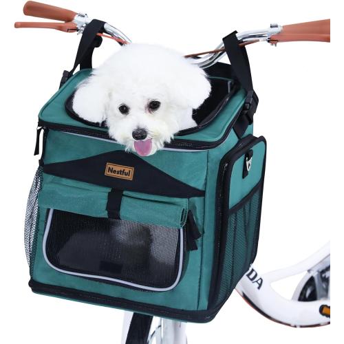 Expandable Foldable Dog Basket Backpack - Safe, Easy Travel Carrier for Small Pets (Green)