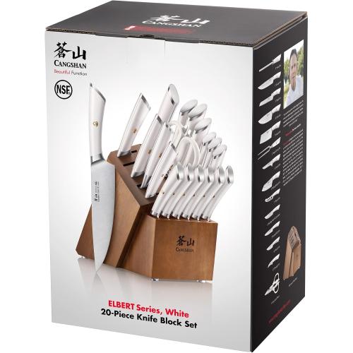 Cangshan ELBERT Series German Steel Forged Knife Block Sets (20-Piece, White)
