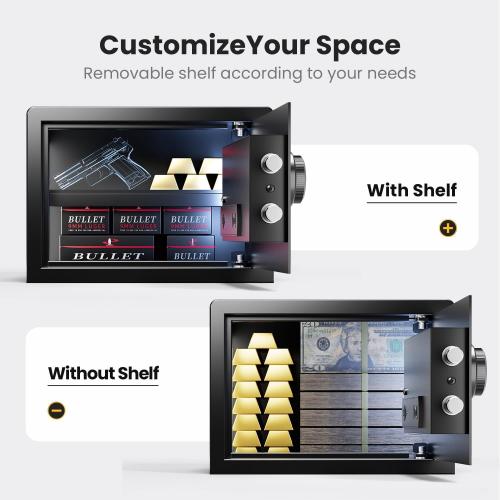 XDeer Biometric Safe Box, Quick-Access Security Safe Box with Upgraded Fingerprint, Steel Handgun Safe Lock Box for Kid/Home/Office (0.78 Cubic Feet)