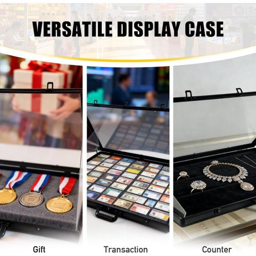 34 x 22 Card Display Case,Black Aluminum Lockable Trading Card Case with Handle,Trade Show Display Case for Sports Card/TCG/Jewelry Collection (Black)