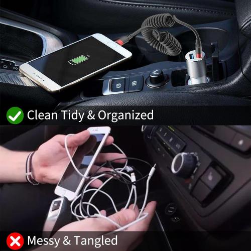 Coiled USB C Cable for Car, 2 Pack Type C Coiled Cable Fast Charging, USB to USBC Coiled Cable, USB C Car Charger Cord for iPhone 17 16 15, Samsung Galaxy S25 S24 S23 Ultra, Pixel 10 9