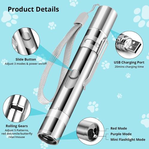 Cat Toy for Indoor Cats, 2 Pieces, USB Rechargeable Kitten Toys with 7 Adjustable Patterns, Interactive Chase Toys for Indoor Cats & Dogs, Training & Exercise Fun