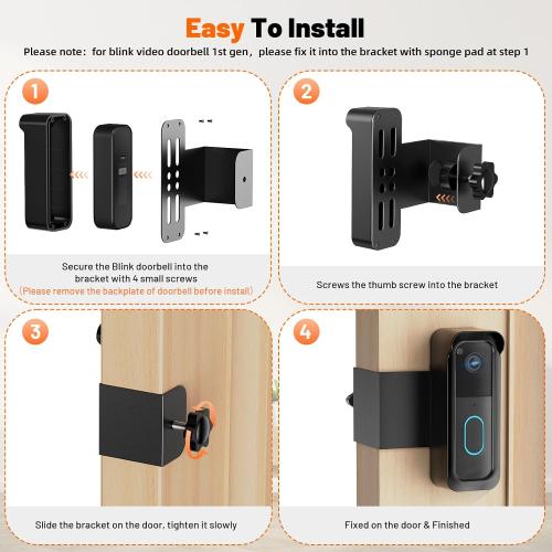 Blink Doorbell Mount, Anti-Theft Doorbell Mount for Blink Video Doorbell 1st Gen & 2nd Gen, No Block Sensor & Night Vision, Doorbell Camera Mount Bracket with Rain Cover
