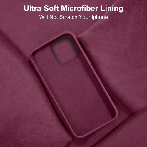 Vooii Compatible with iPhone 14 Case,[Silky Touch Premium Liquid Silicone] [Soft Anti-Scratch Microfiber Lining], Ultra Slim Shockproof Protective Case for iPhone 14 - WineRed