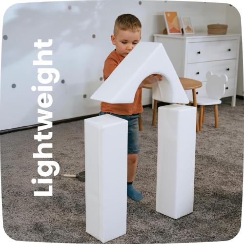 IGLU Soft Play Building Crawling and Climbing Equipment Playground for Kids 1-4 Year olds 10 Shape Blocks Open Ended Montessori Set (White)