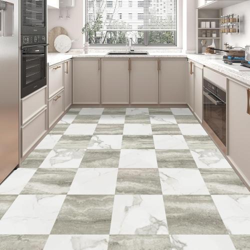 Art3d 30-Pack Peel and Stick Vinyl Floor Tiles, White & Beige Marble