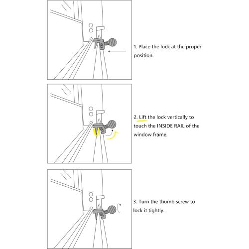 QCAA Single Small Sliding Window Security Lock, Aluminum, White Coated, 4 Pack, Made in Taiwan