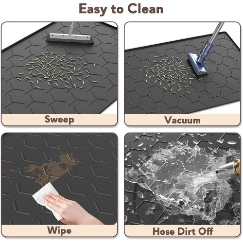 Garoopion Silicone Cat Litter Mat Large 40 X 28, Easy to Clean, Black