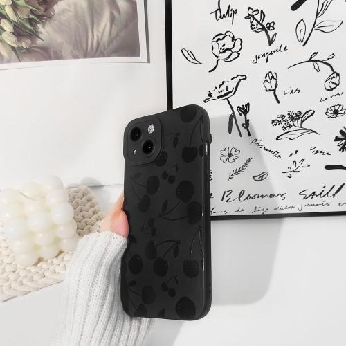 Lovmooful Compatible for iPhone 15 Plus Case Cute Cool Cherry Black Design for Girls Women Soft TPU Shockproof Protective Girly for iPhone 15 Plus-Cherry