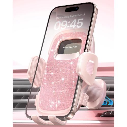 MRGLAS 2025 Upgraded Phone Holders for Your Car with New Metal Hook Clip, Handy Air Vent Cell Phone Car Mount [One Hand Operation], Universal Automobile Accessories for iPhone Android, Gifts for Women