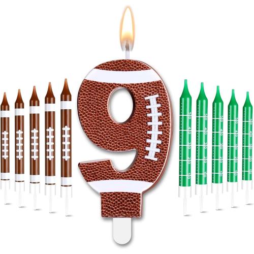 Photect 11 Pcs Football Birthday Candle Football Cake Topper, Number 9