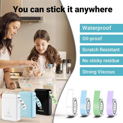 ORGBRO Blue Label Maker Machine with Tape, Random Color-1 Count, X1 Bluetooth Mini Label Printer, Wireless Small Sticker Maker with Versatile App for School Home Office Organization