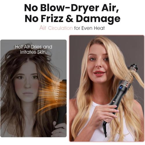zavarea Thermal Brush, 1.5 Inch Heated Round Curling Brush, 800M Negative Ions Ceramic Stylers for Less Frizz, 4 Temp Set, Dual Voltage for Travel, Easy Use Boosts Shine