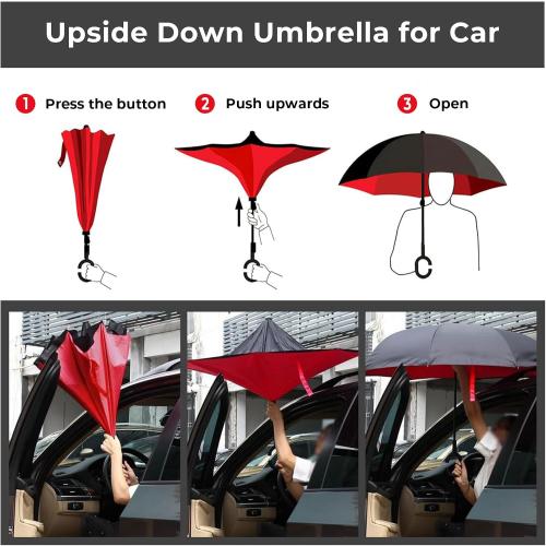 LLanxiry Inverted Umbrella, Windproof Vented Reverse Umbrellas for Rain | Double Canopy, C-Shaped Handle, Self-Standing, Waterproof, Upside Down, Drip-Reducing Design For Car Entry And Commuting