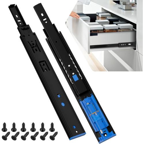 SHUHANG 1 Pair Push to Open Soft Close Drawer Slides 100 lb Load Capacity Side Mount Ball Bearing Rails Cabinet Dresser Glides Wardrobe Kitchen Trash Can Slider Runners Black(20 Inch)