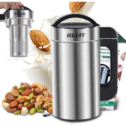 Automatic Nut Milk Maker Machine 50oz(Built-in Strainer), 6-7 Cups Per Batch, 100% Food Grade Stainless Steel 7-IN-1 Multifunctional Almond Milk Maker for Homemade Oat, Coconut, Soy&Plant Based Milks
